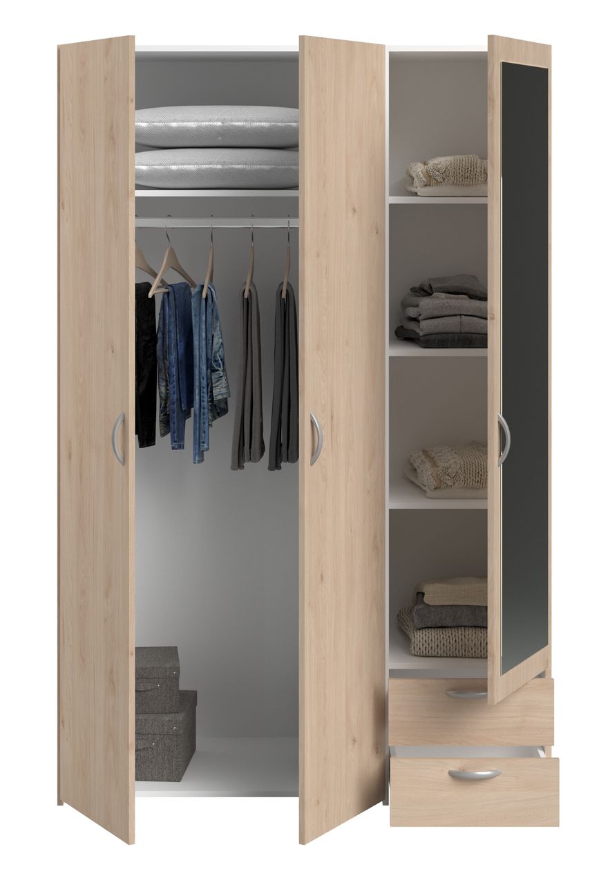 Parisot Parisot, Daily 14, Kleiderschrank 3-türig, mit Spiegel, Eiche