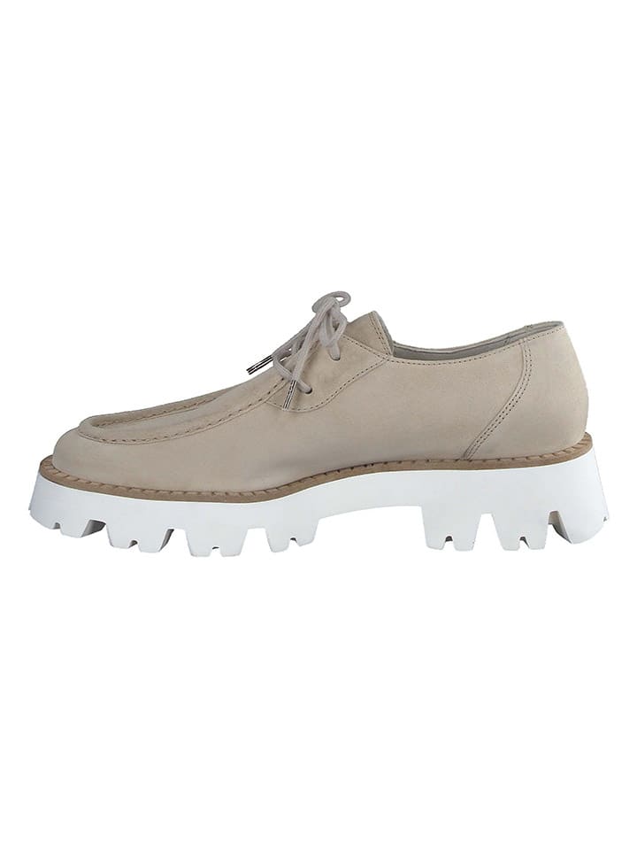 Paul Green Leder-Schnürschuhe in Beige/ Weiß günstig kaufen