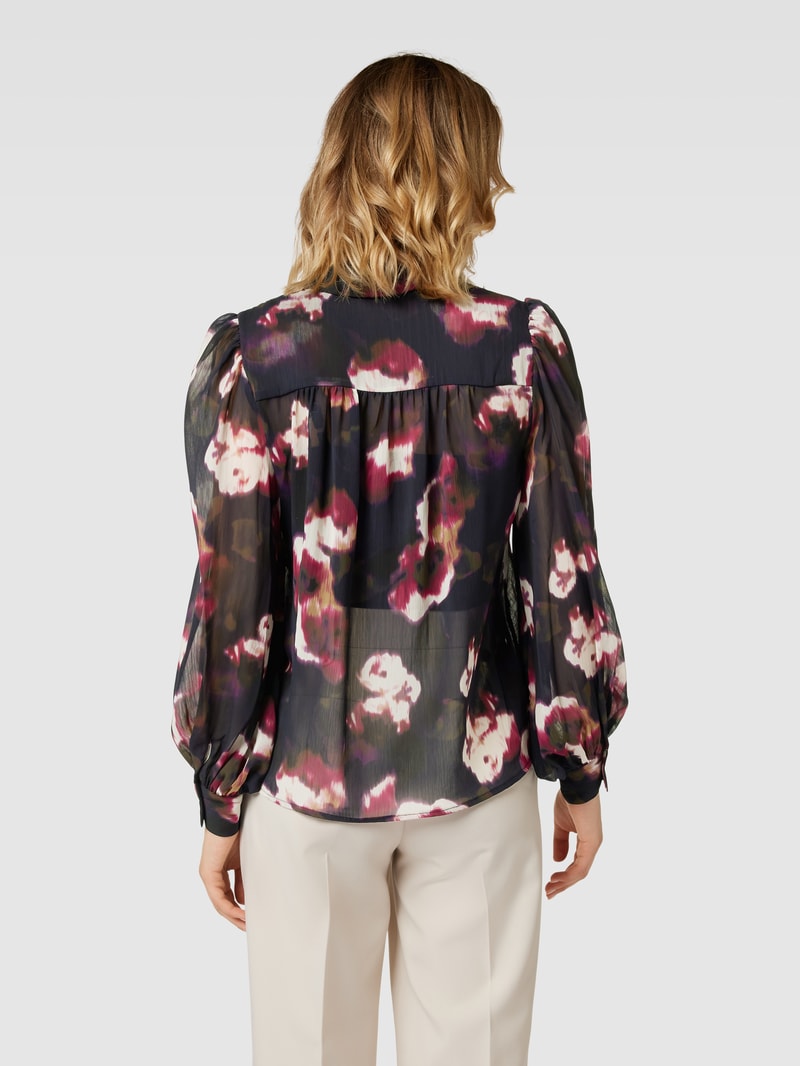 Bluse mit Ballonärmeln in marineblau