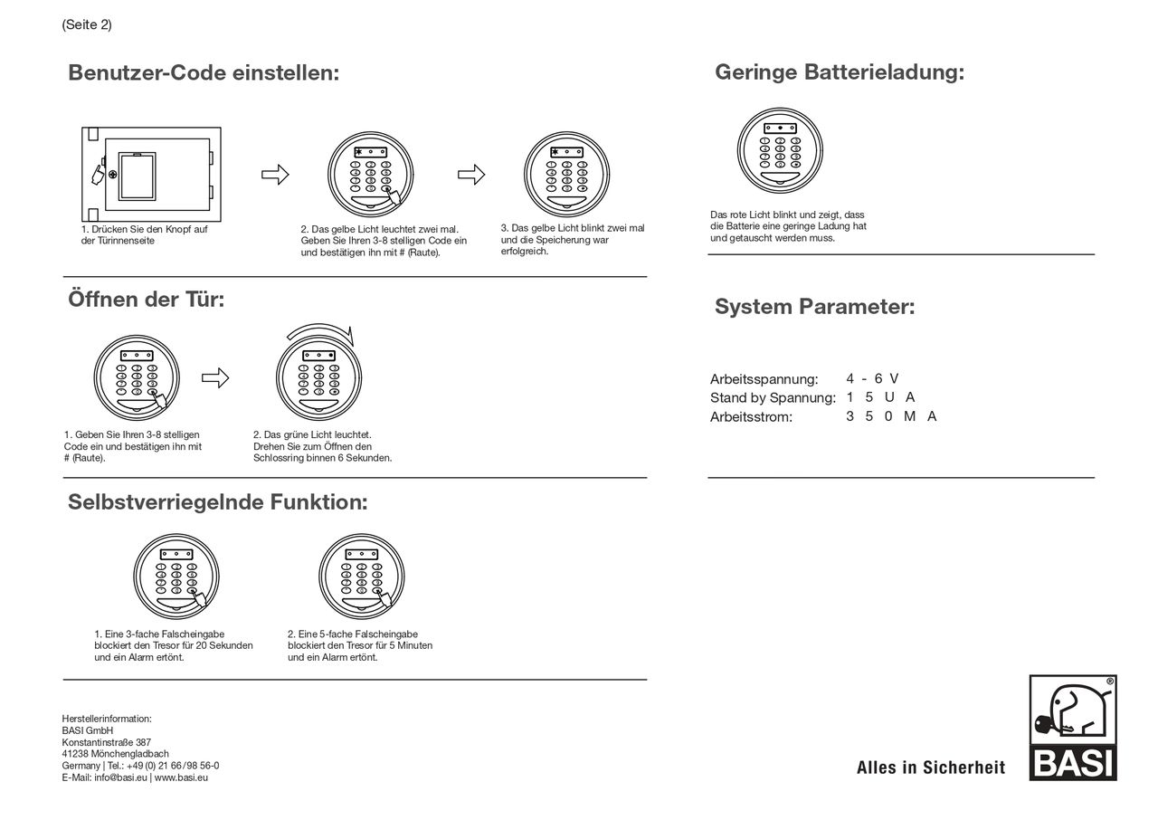 Basi Elektronik-Möbel-Tresor - EMT 200 - Code