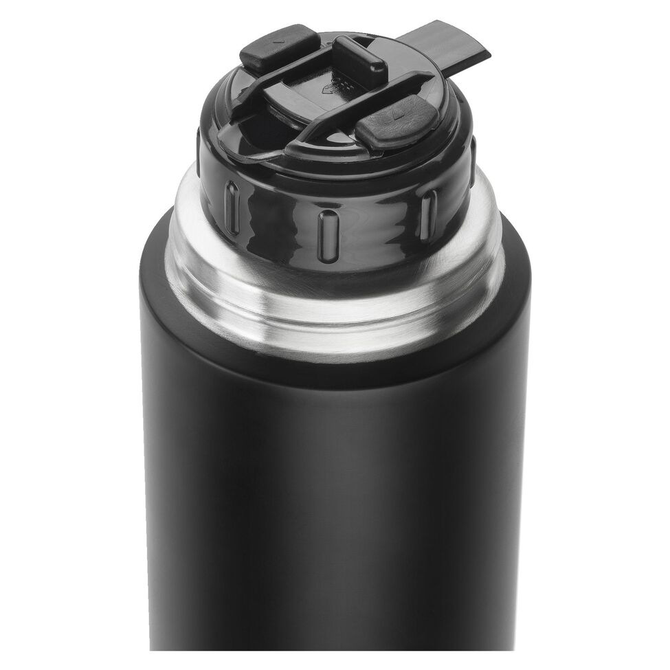 Isolierflasche, 1 l, Edelstahl, Schwarz