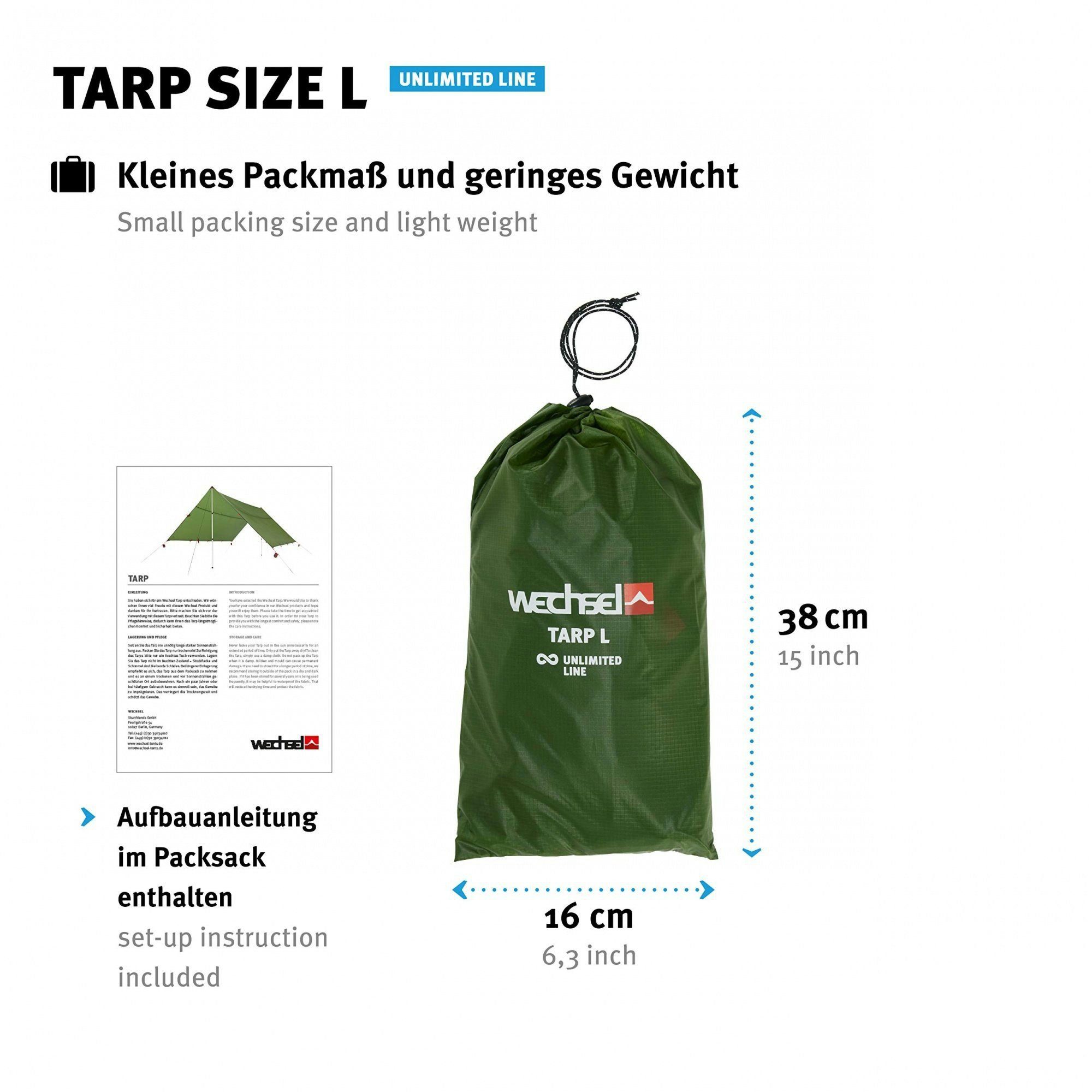 Wechsel Tents Tarp-Zelt Tarp L - Extrem reißfestes Zeltdach, 400 x 435 cm, Grün