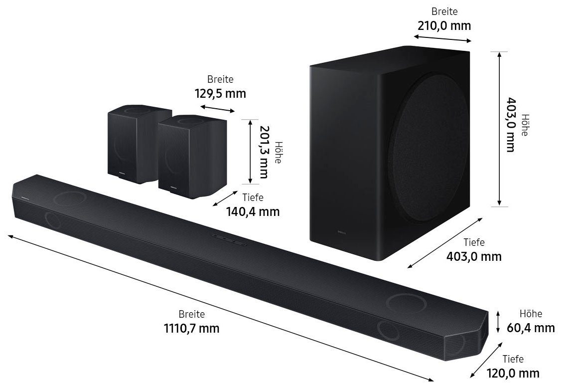 Samsung HW-Q935GC Soundbar (540 W, Gratis dazu: 48 Mon. Garantie im Wert von 39,99€, 9.1.4-SurroundSound)