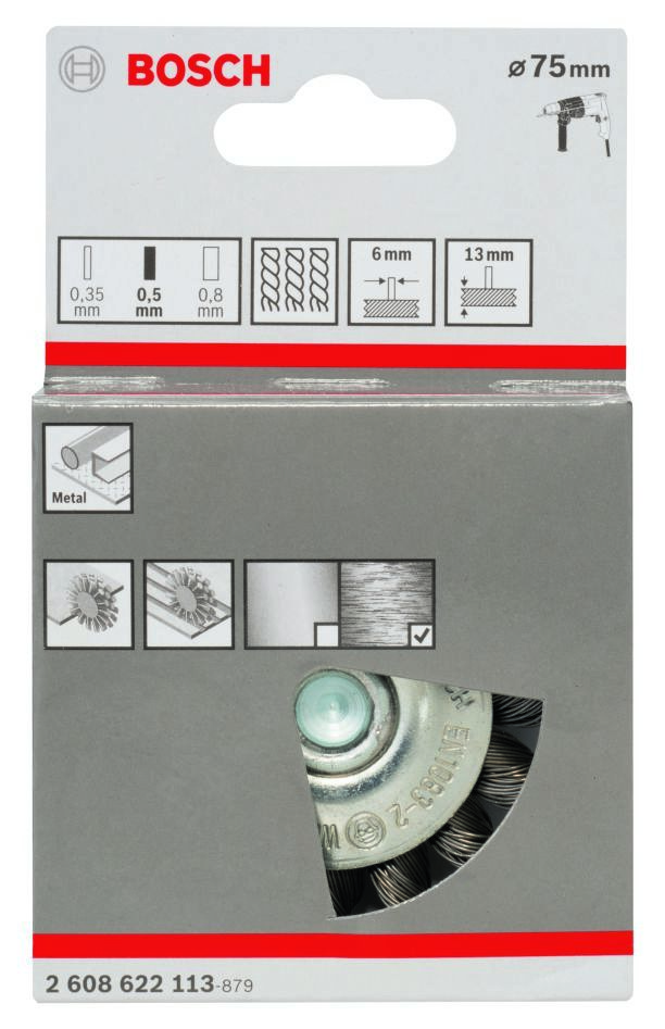 Příslušenství Bosch Blue 2608622113 Kotoučový kartáč 75 mm s opletenou hřídelí 6 mm
