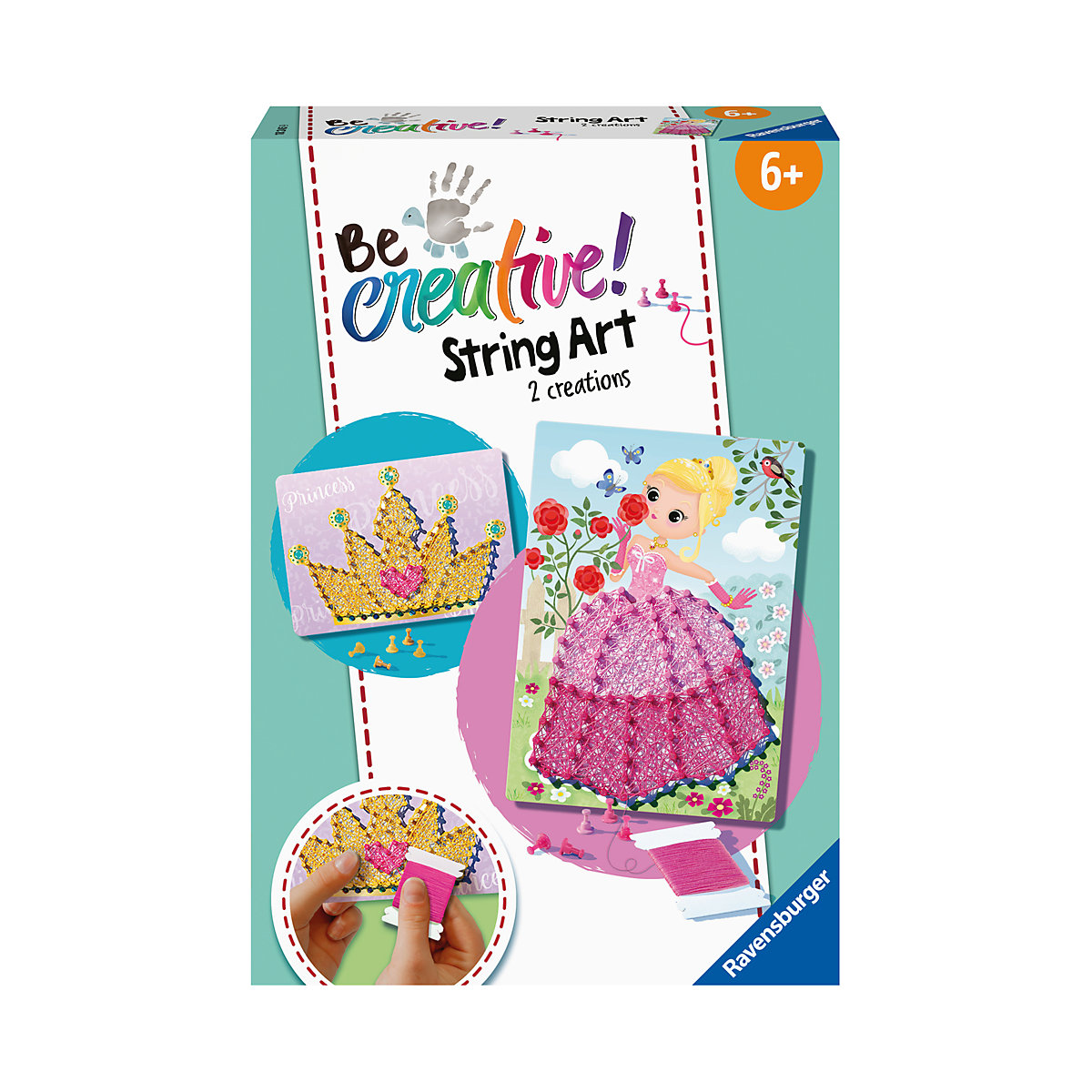 Ravensburger 18245 String Art  Princess – Kreative Fadenbilder mit romantischer Prinzessin und Krone, für Kinder ab 6 Jahren