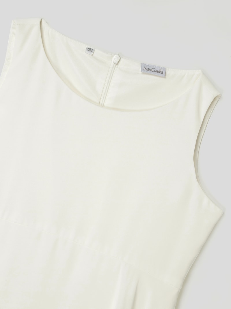 Kommunionskleid aus Spitze und Chiffon in ecru