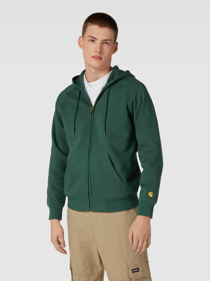 Sweatjacke mit Logo-Stitching Modell 'CHASE' in petrol