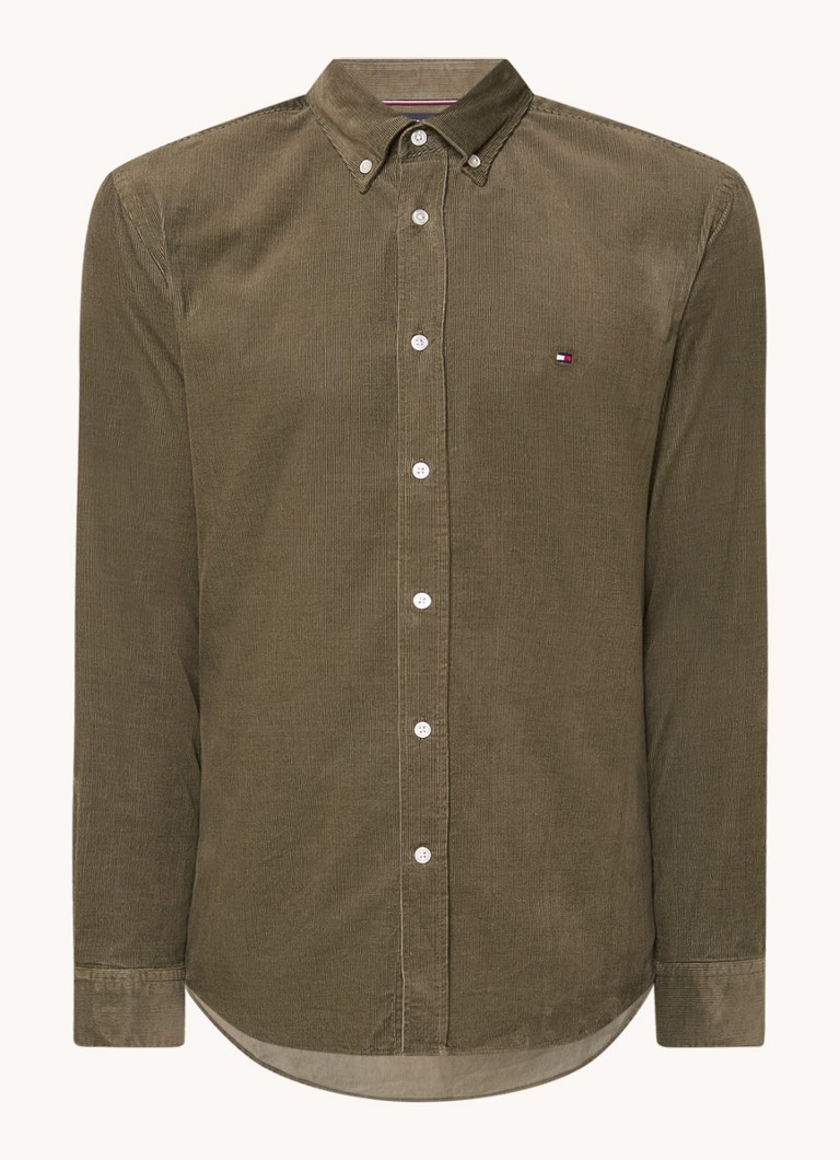 Cămașă Tommy Hilfiger Classic Fit din catifea reiată cu logo