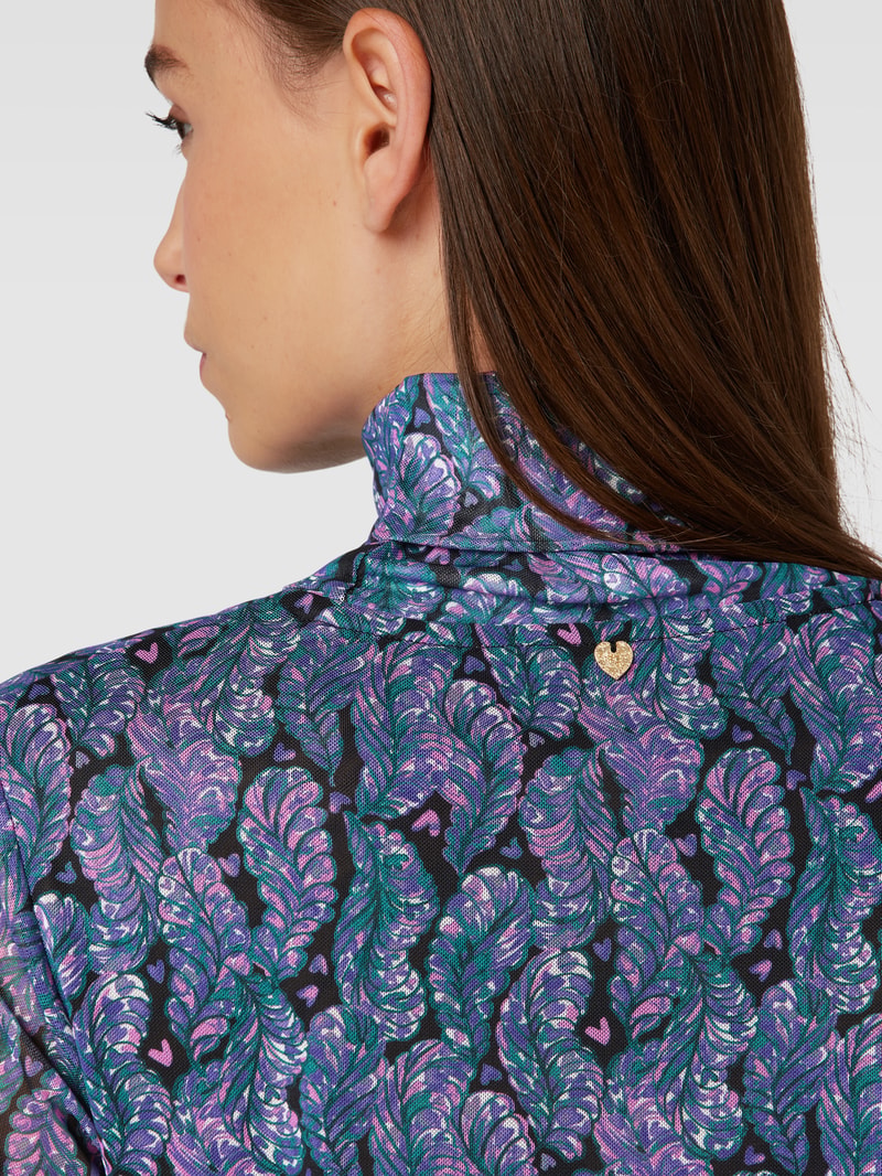 Longsleeve mit Stehkragen Modell 'Jane' in flieder