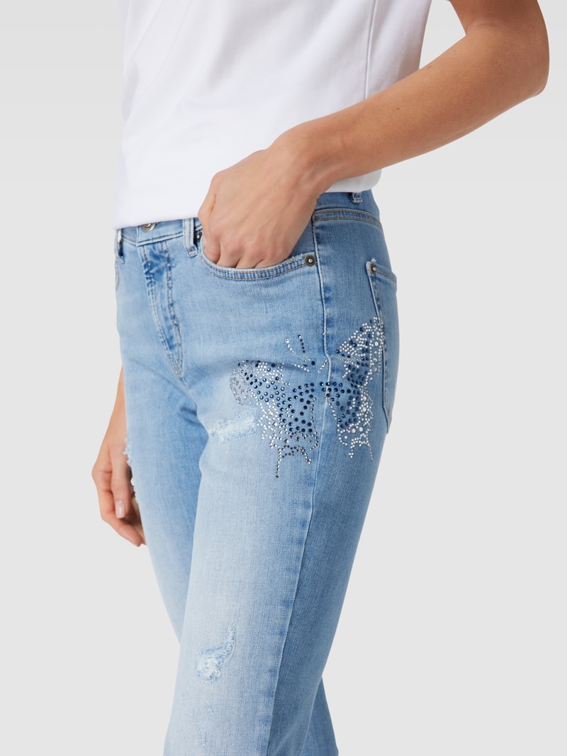 Skinny Fit Jeans im Destroyed-Look Modell 'PARIS' in blau