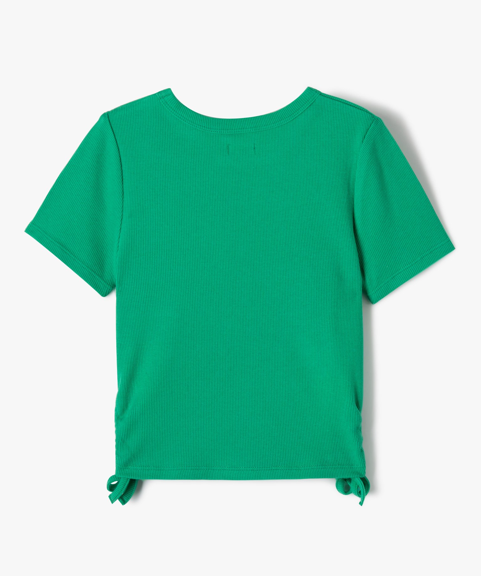 Tee-shirt fille à manches courtes avec liens sur les ctés vert | GEMO