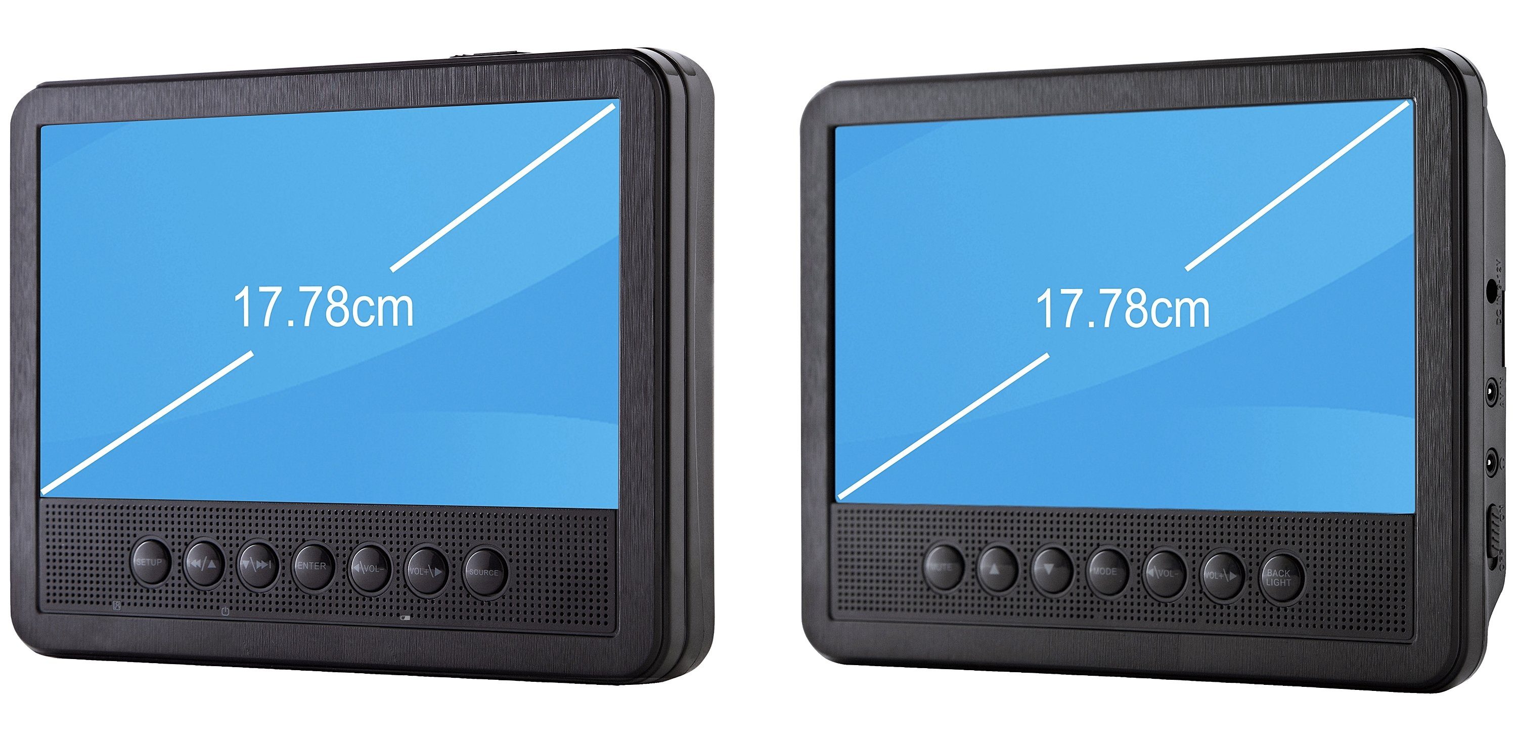 Reflexion DVD7052 LCD Monitor incl. DVD-Player + extra Monitor DVD-Player (Auto DVD-Player mit USB, Kopfhörer-Ausgang, 12 Volt-Adapter)