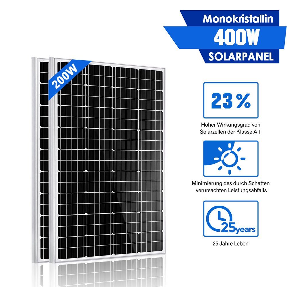 GLIESE Solarmodul 400W Solarpanel Mono 12V 200W Solarmodul