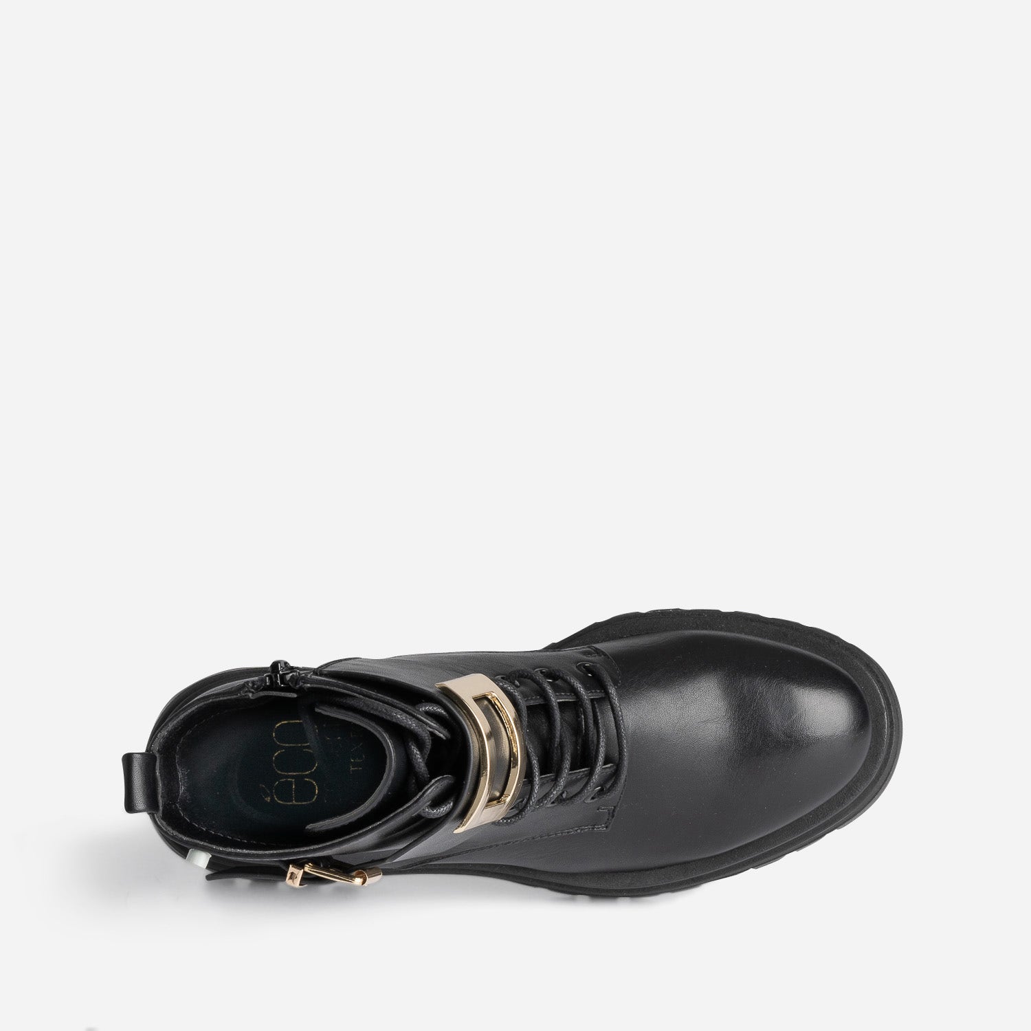 Bottine noire éco-conçue avec boucle