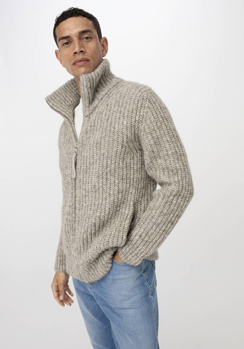 Strickjacke aus Alpaka mit Bio-Baumwolle