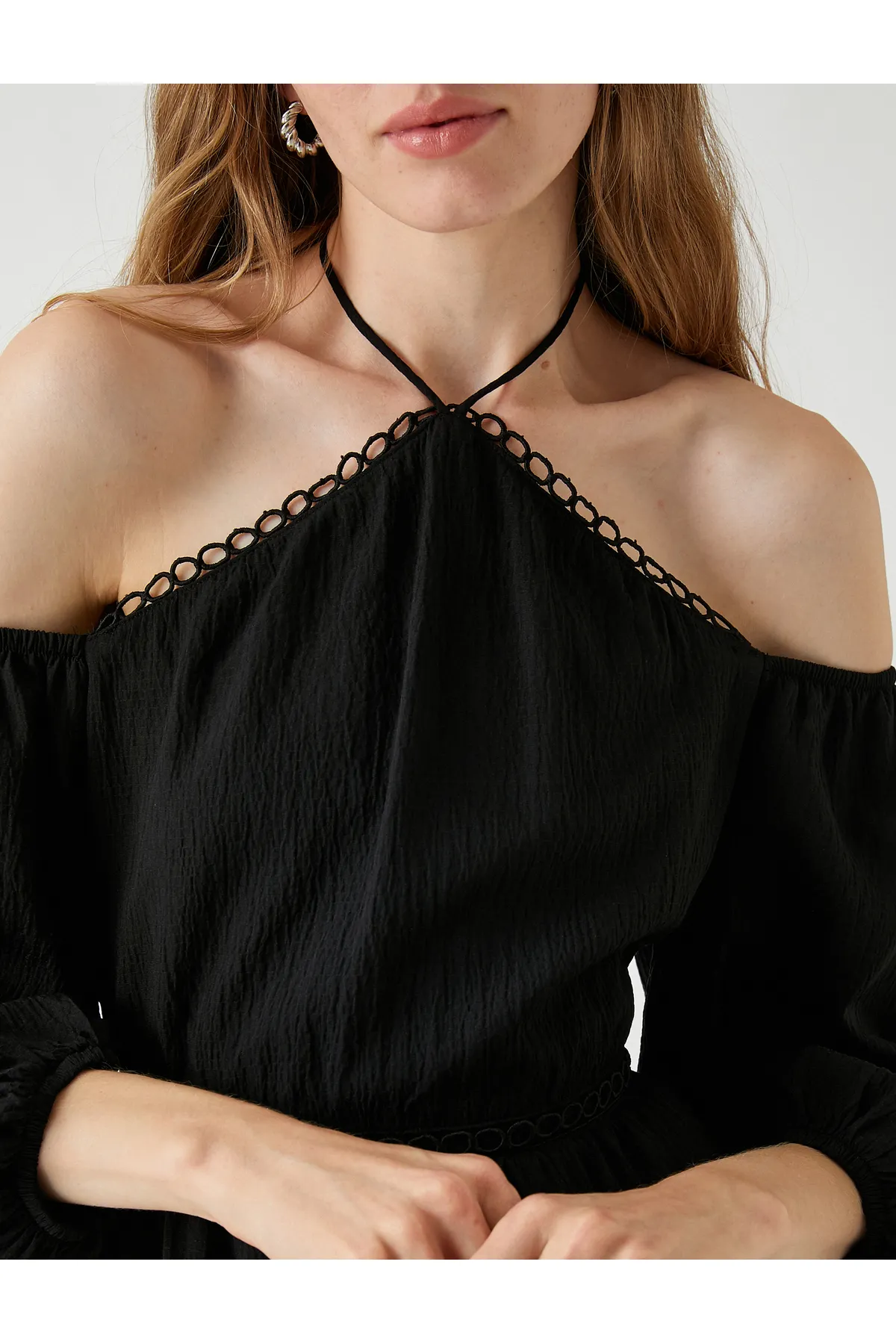 Koton  Schulterfreies Minikleid mit Ballonärmeln