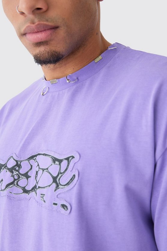 Oversize T-Shirt mit zerrissener Applikation