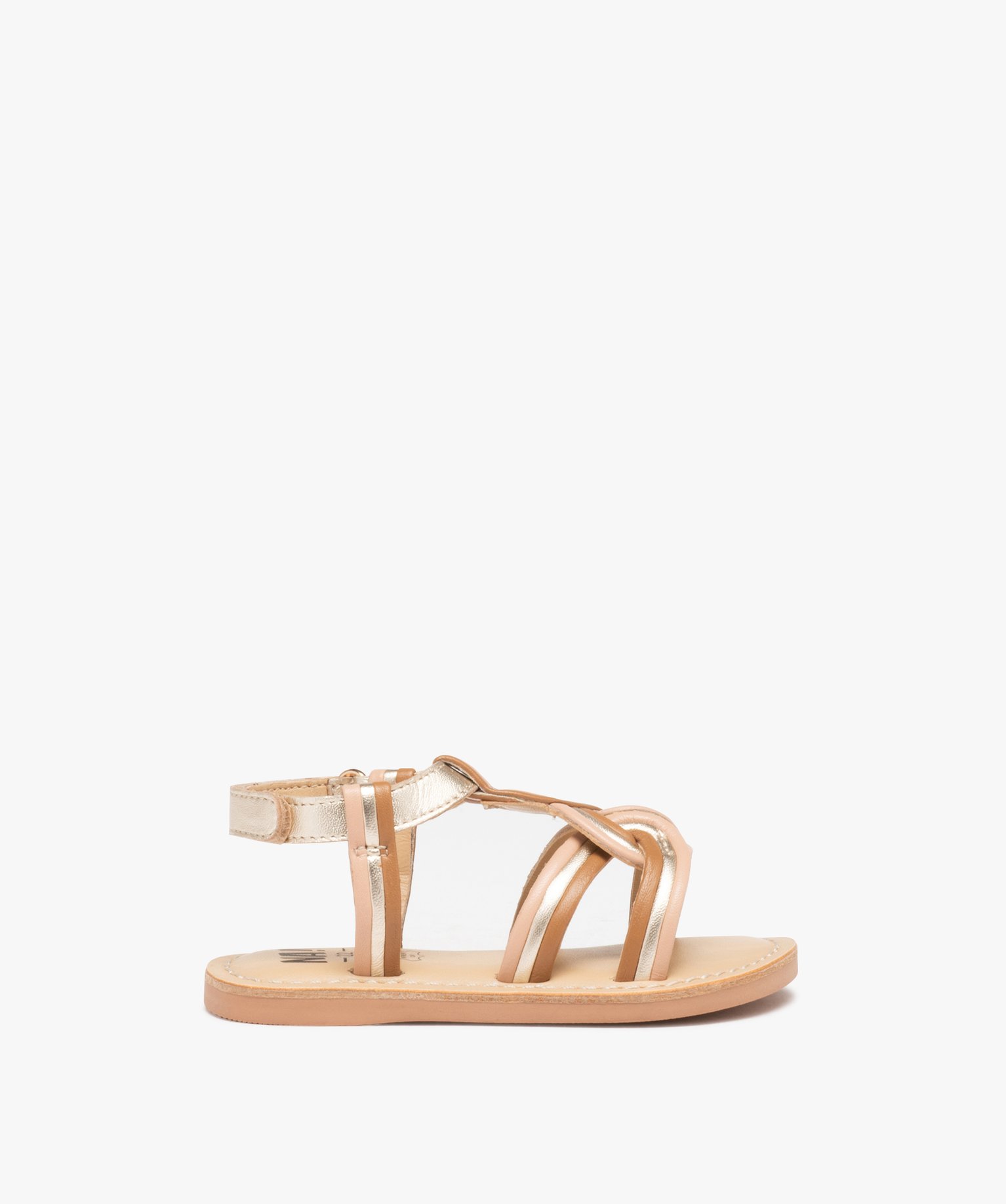 Sandales bébé fille en cuir à brides tressées effet mét... multicolore | GEMO