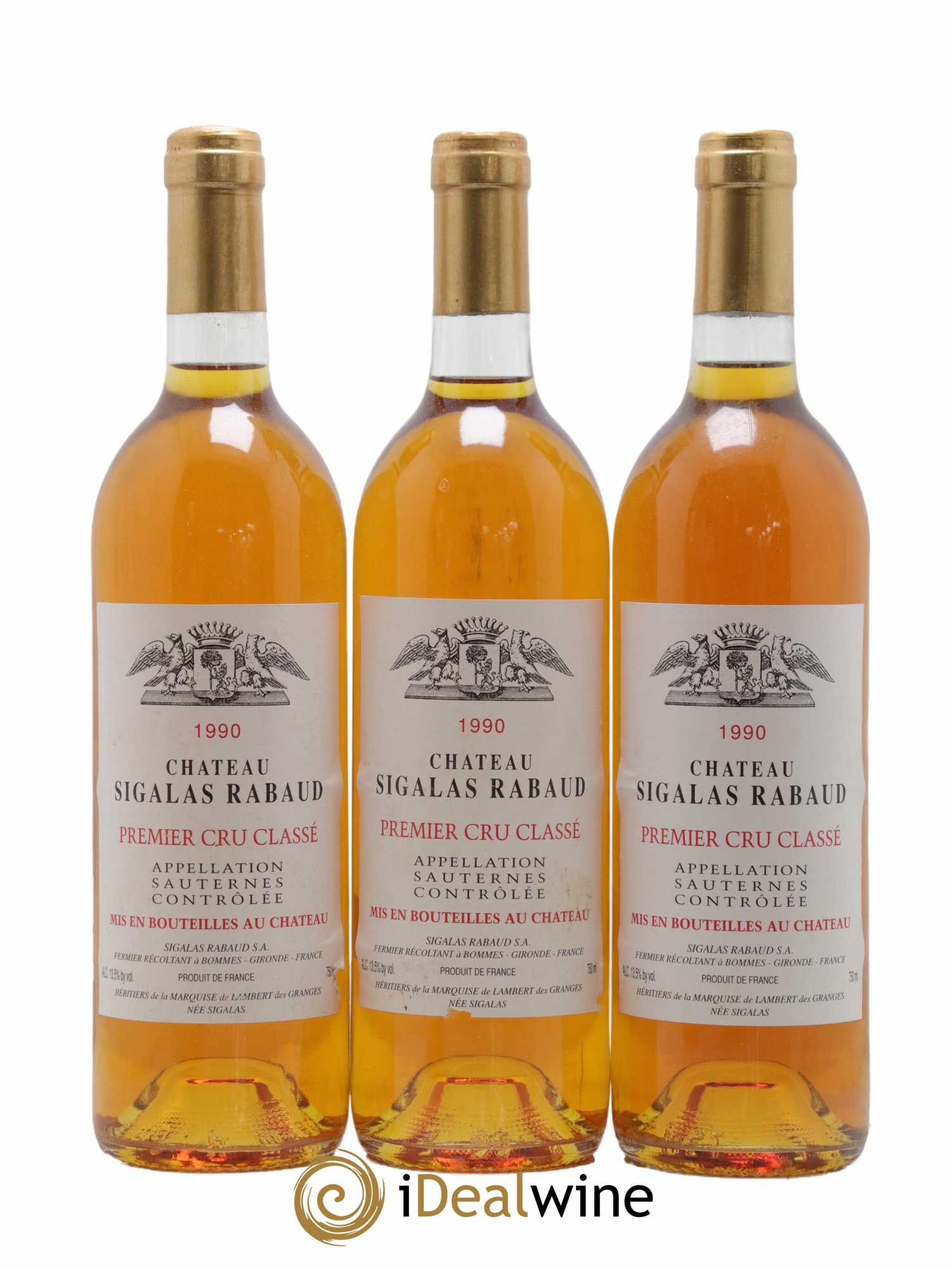Château Sigalas Rabaud 1er Grand Cru Classé  1990 - Lot de 12 Bouteilles