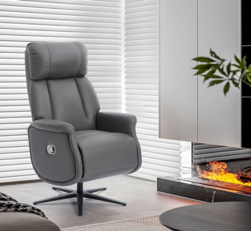 Happy Home Happy Home Relaxsessel mit Liegefunktion Lederoptik & schwarze Füße dunkelgrau