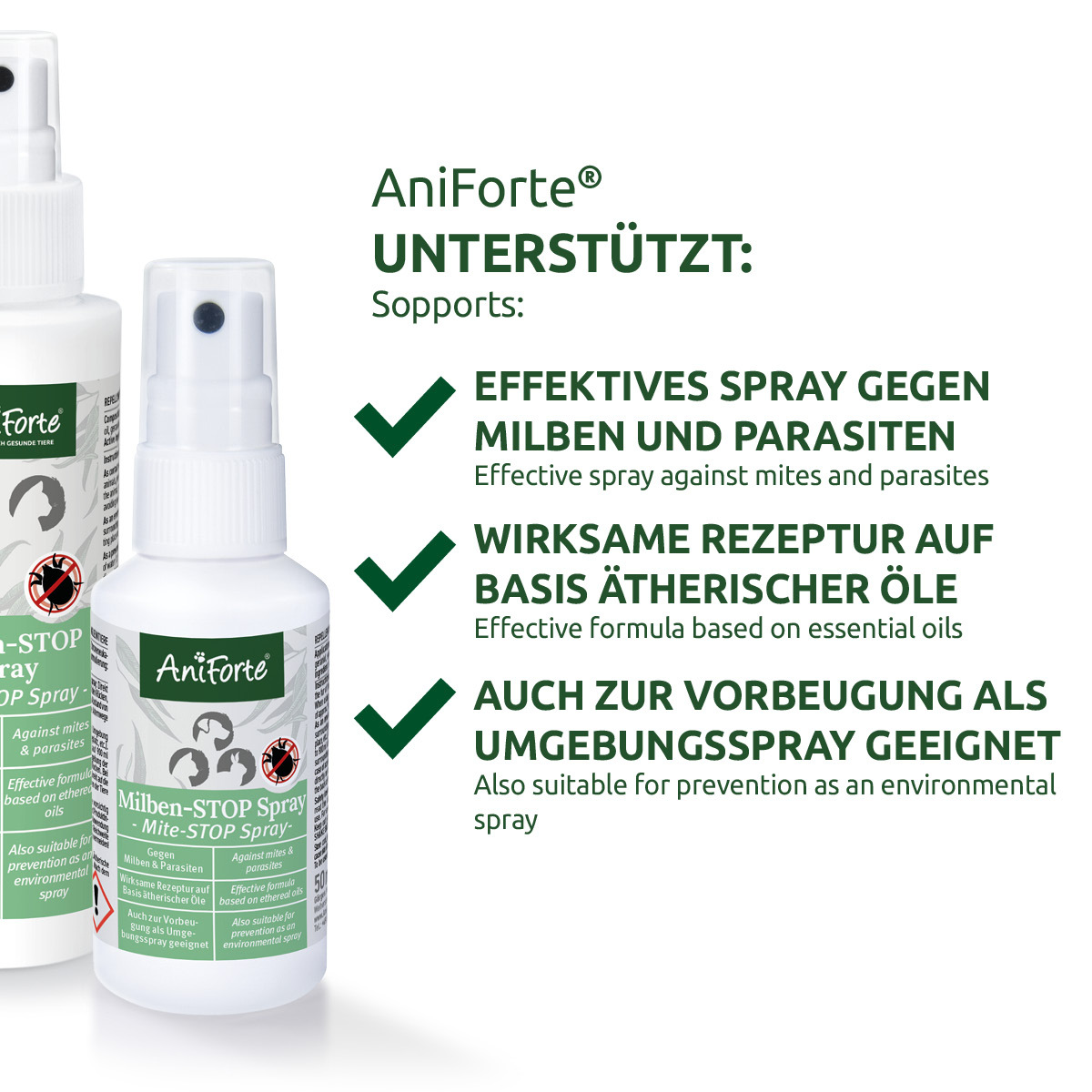 Aniforte Floh- & Zeckenmittel Aniforte Milben-STOP Spray für Hunde und Katzen 100 g