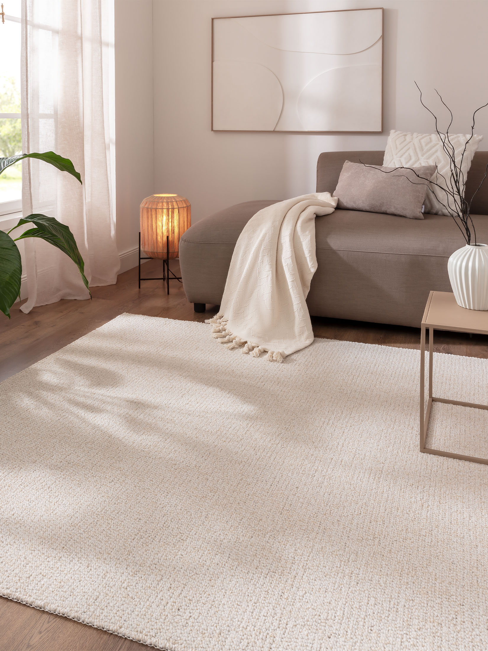 Karleby Moderner Teppich, Creme/Gelb meliert