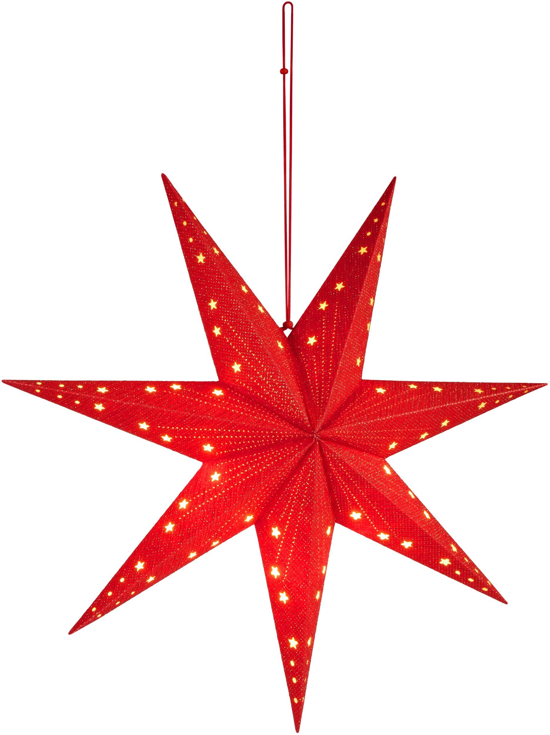 BRUBAKER Dekostern Weihnachtsstern zum Aufhängen mit E14 Fassung - 60 cm Papierstern, 1 St., 3D Adventsstern mit 3,5 m Kabel - Fenster Deko Leuchtstern Hängend