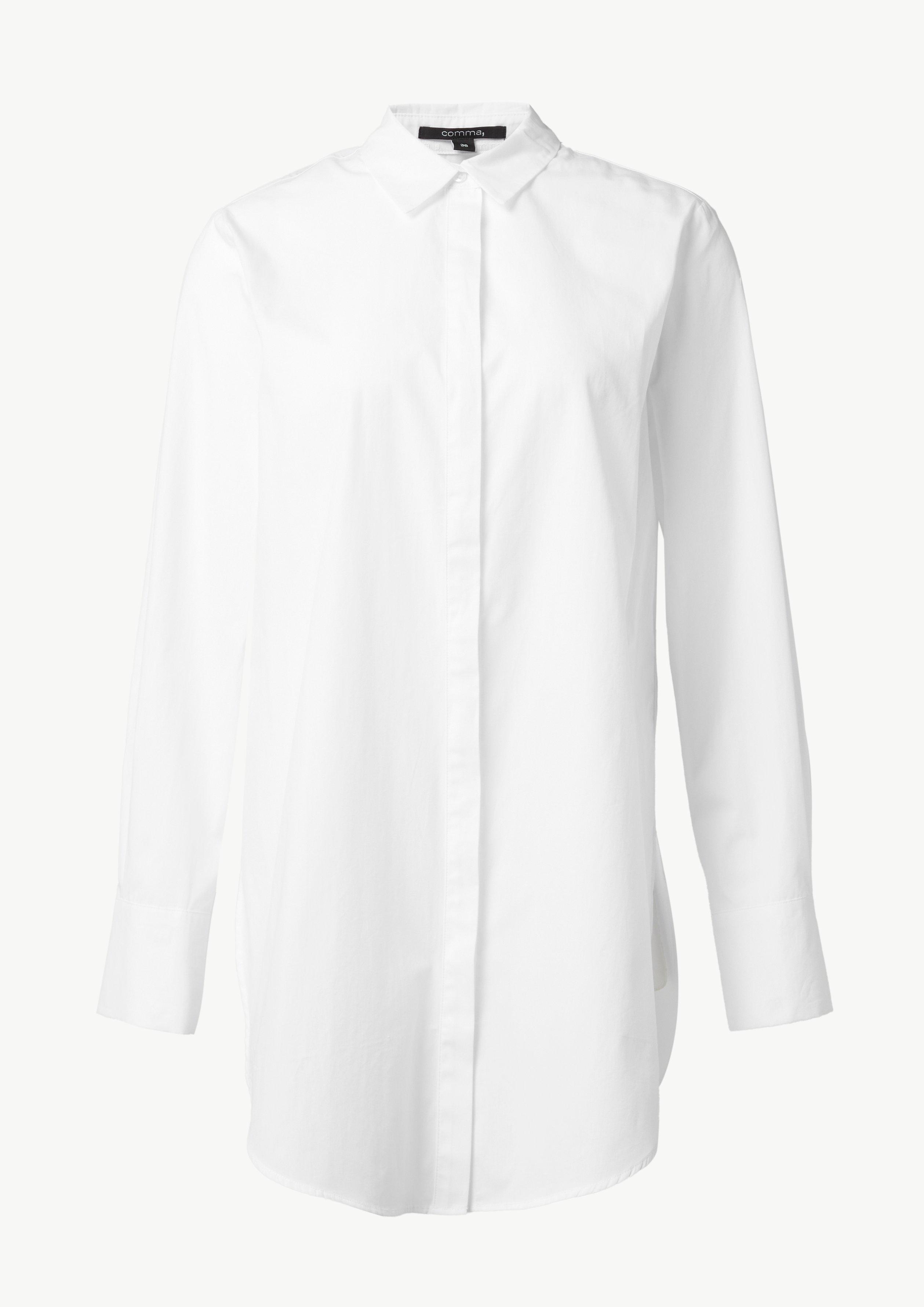 Longbluse aus Popeline im Loose Fit - weiß