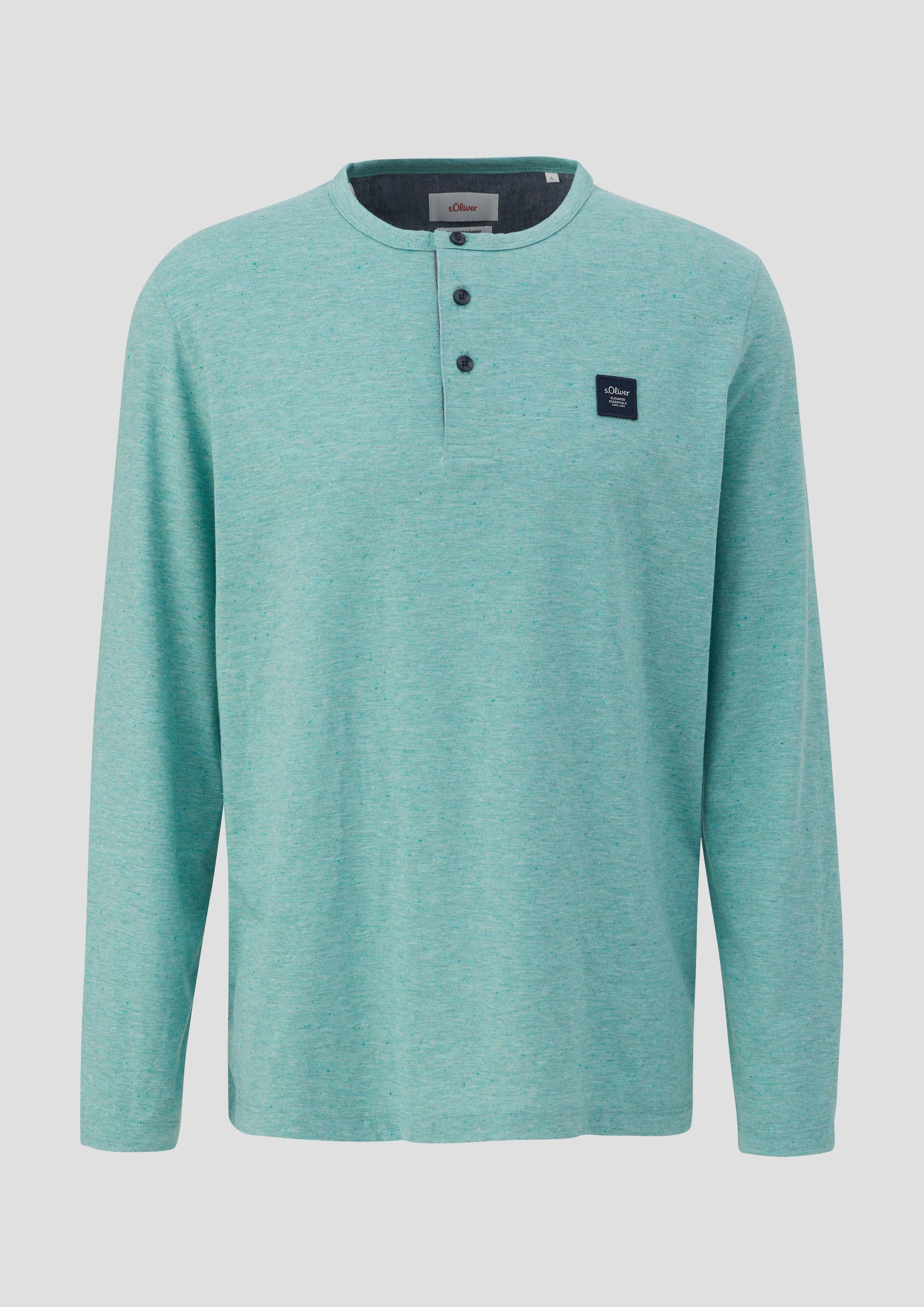 Meliertes Longsleeve mit Henleyausschnitt  2138648-65W2
