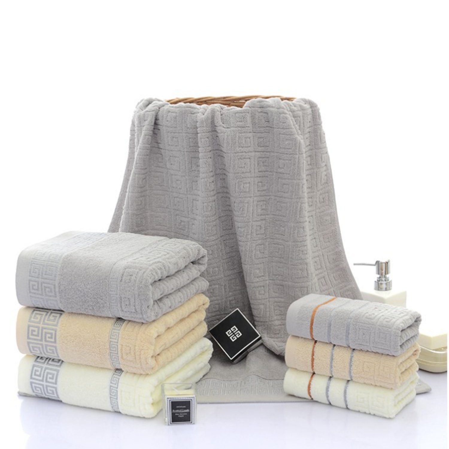 HOMEIDEAS Handtuch Set, Baumwolle, (3-tlg), 140 x 70 cm, Handtuch 35 x 75 cm