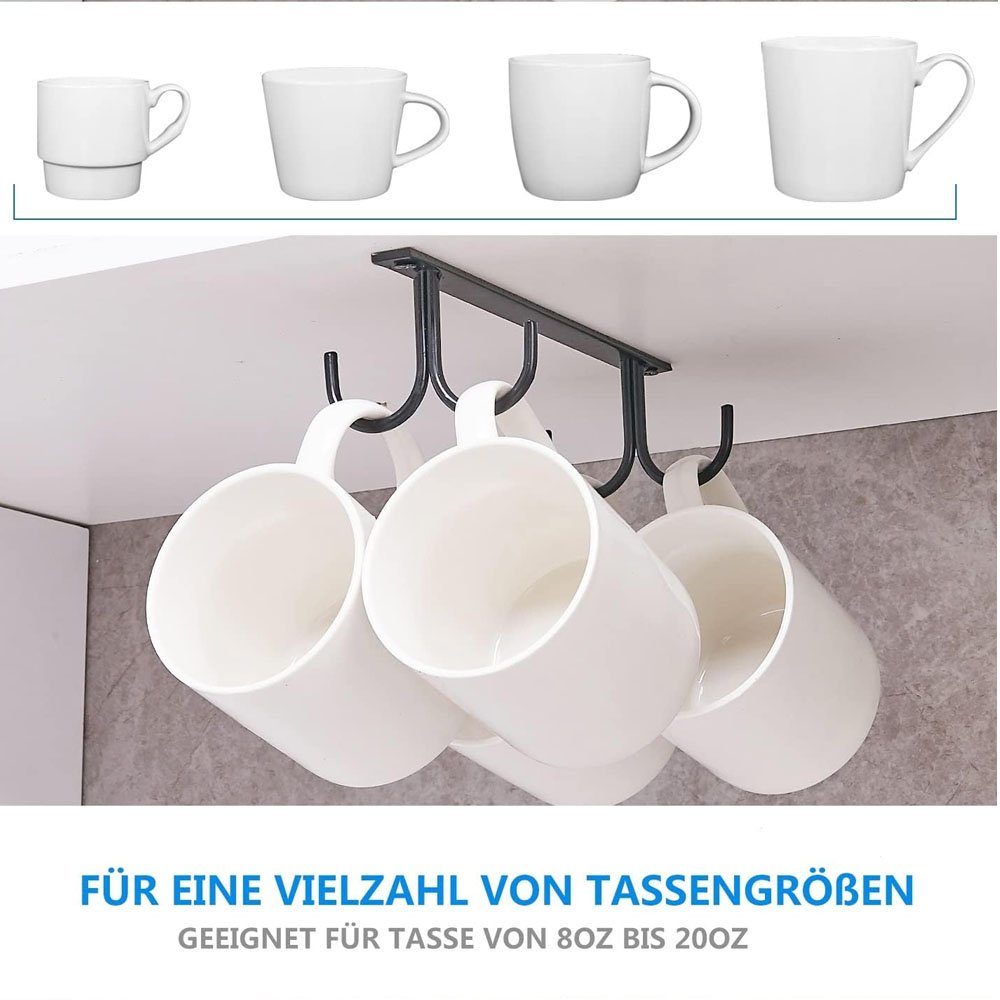 Sarfly Gläserhalter Tassenhalter unter dem Schrank, Kaffeetassenhalter mit Schrauben (3 St), 12 Tassenhaken unter dem Regal, Trockenhaken