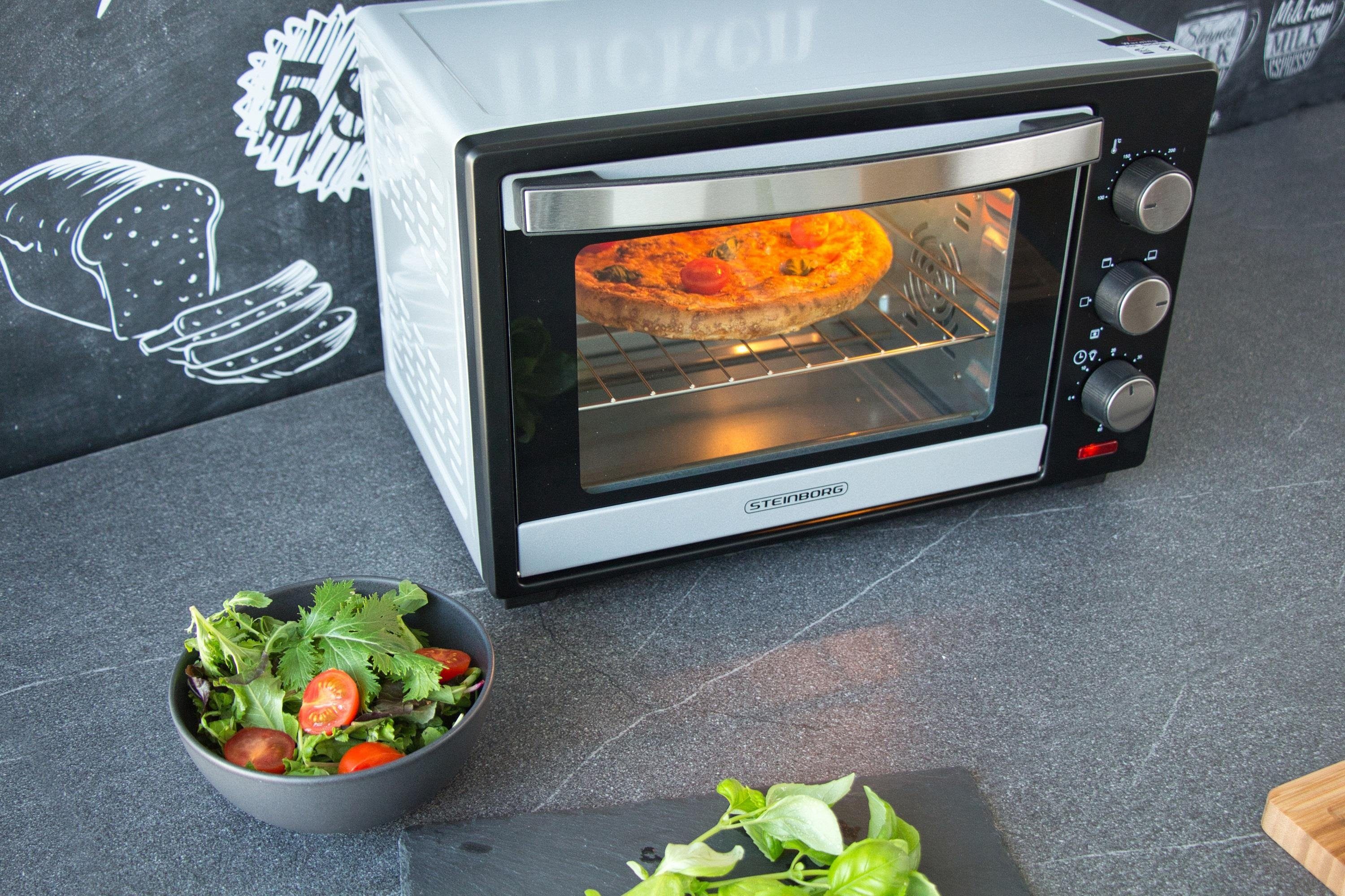 STEINBORG Minibackofen SB-3012, 25 Liter, Umluft, mit Krümelblech, 1600 Watt