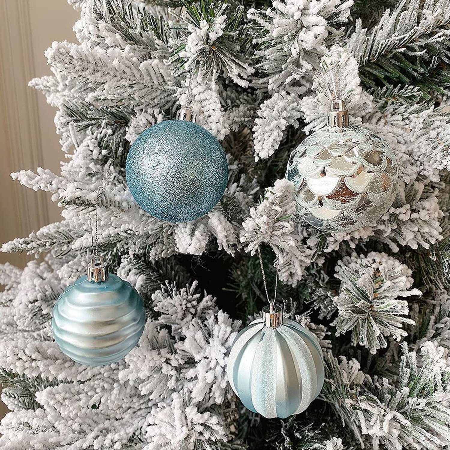 zggzerg Weihnachtsbaumkugel 12 Stück Christbaumkugeln, Weihnachtskugeln Dekoration Weihnachtsbaum, mit Dekor