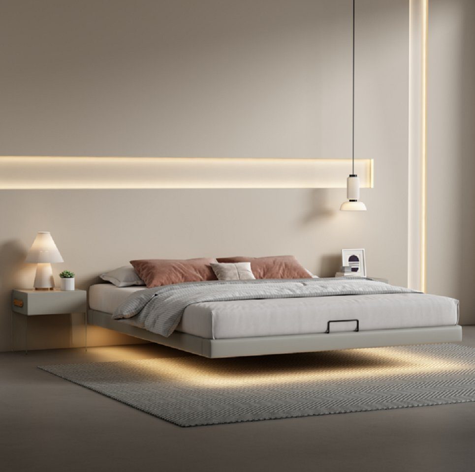 JVmoebel Bett Graues Schlafzimmer Wandbett Designer Betten Luxus Holz (1-tlg., Nur Bett), Made in Europa