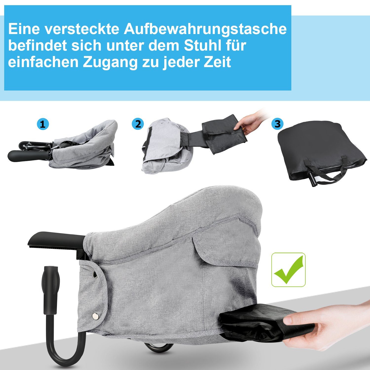 Yakimz Tischsitz Tischsitz Hochstuhl Babysitz Faltbarer Stuhlsitz Portable Sitzerhöhung