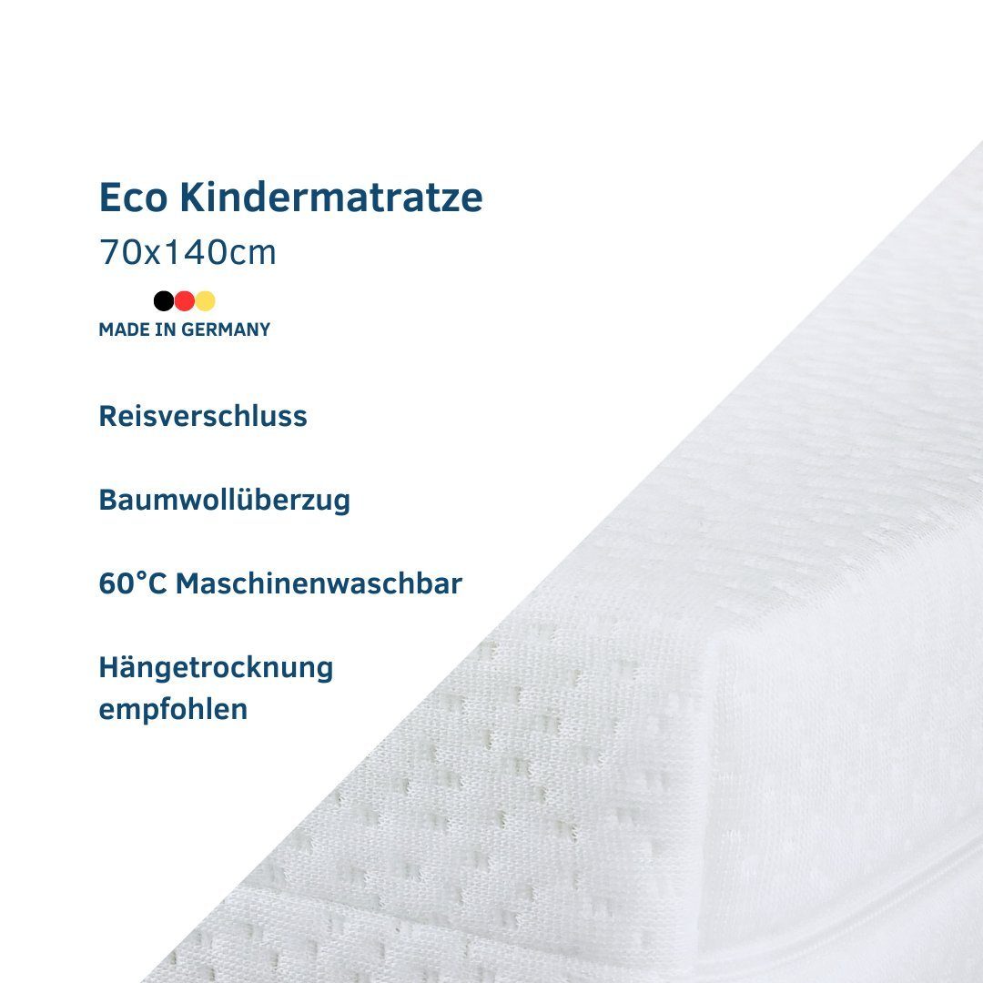 Kindermatratze Eco 70x140cm, mia Matratzen, (Set, 2-tlg), Nachhaltig, Made in Germany, Gesunder Schlaf, Babyzimmer, Kinderzimmer, Babys- und Kinder