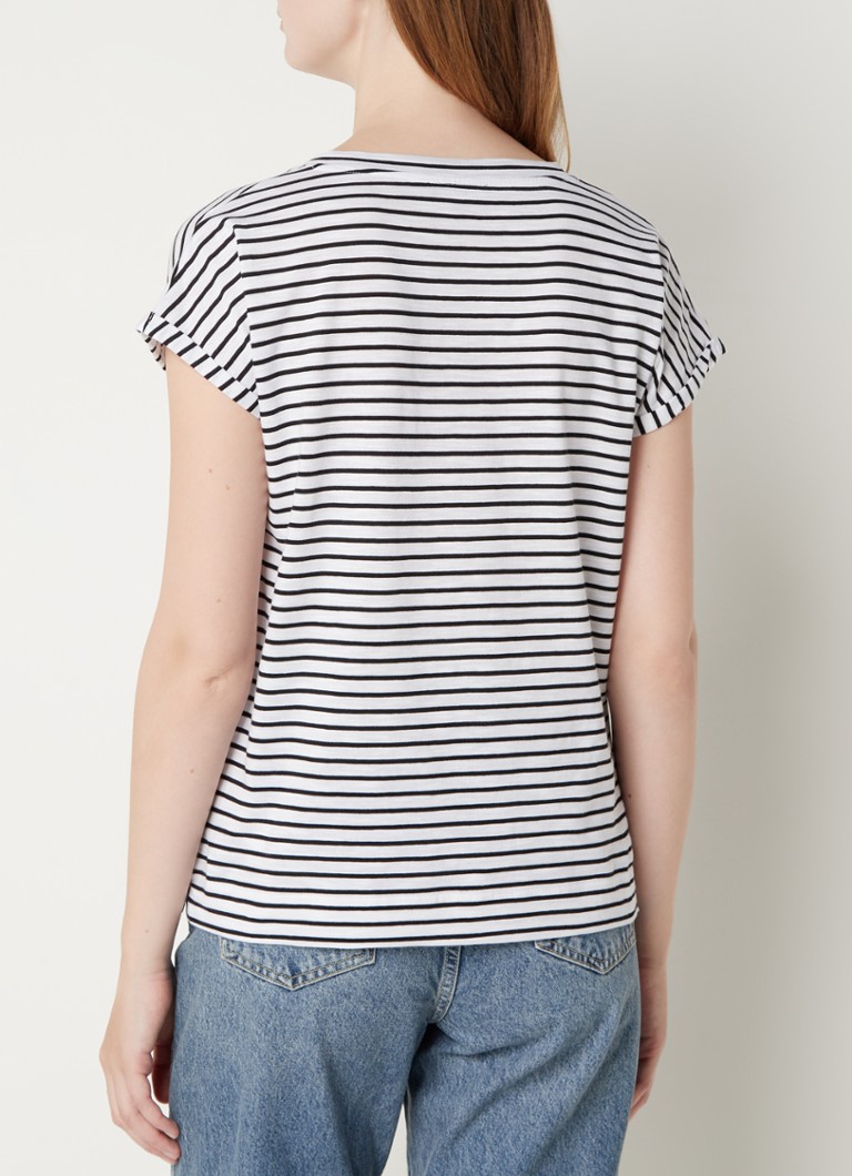 Whistles Willa V-neck T-shirt with stripe print