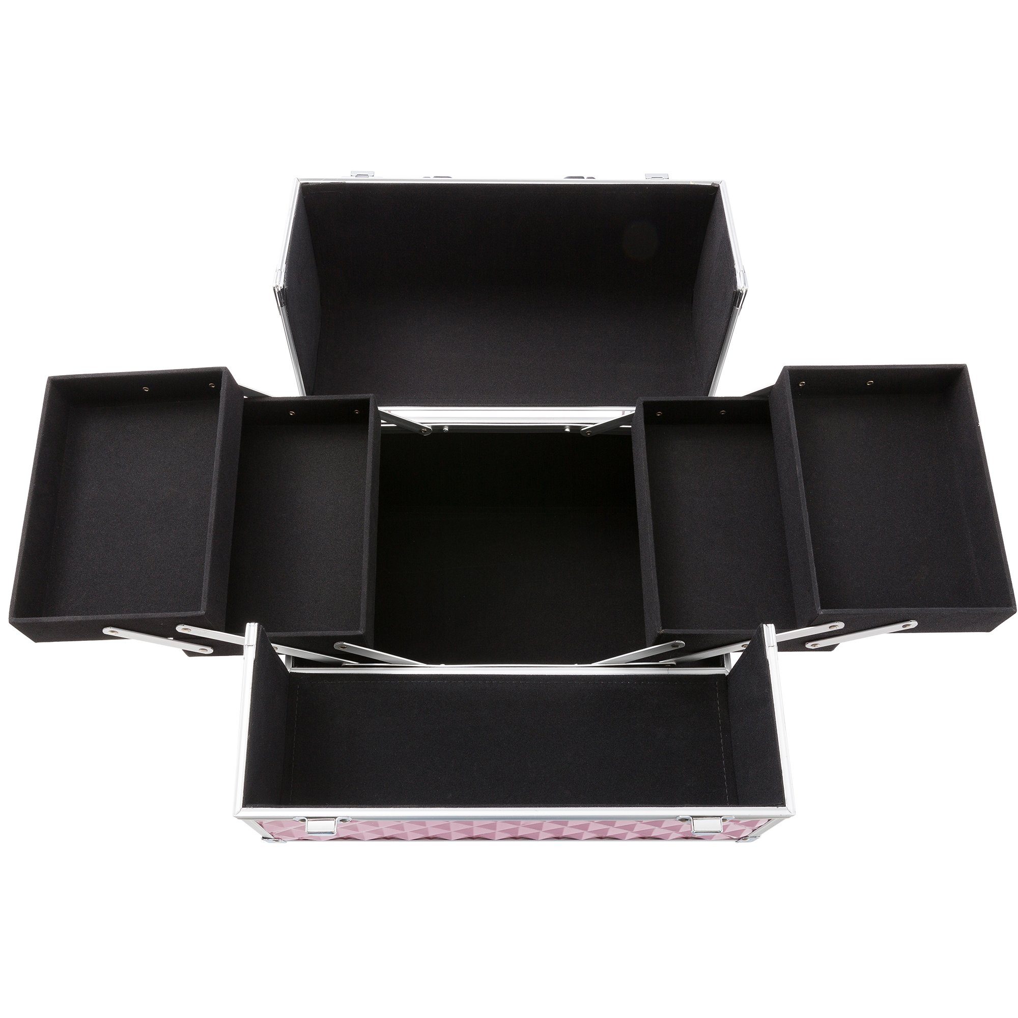 Arebos Kosmetikkoffer 15L, 5 Fächer, Aluminium, inkl. Schloss & Schlüssel (Set)