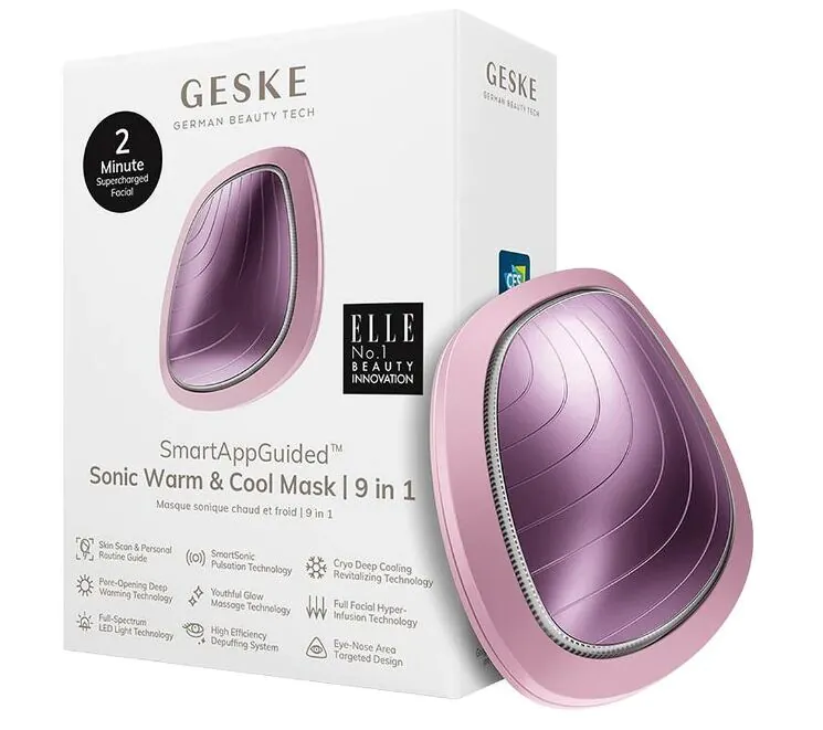 Geske Sonic maska za toplo i hladno tijelo 9u1, sonični masažer za lice, roze boje