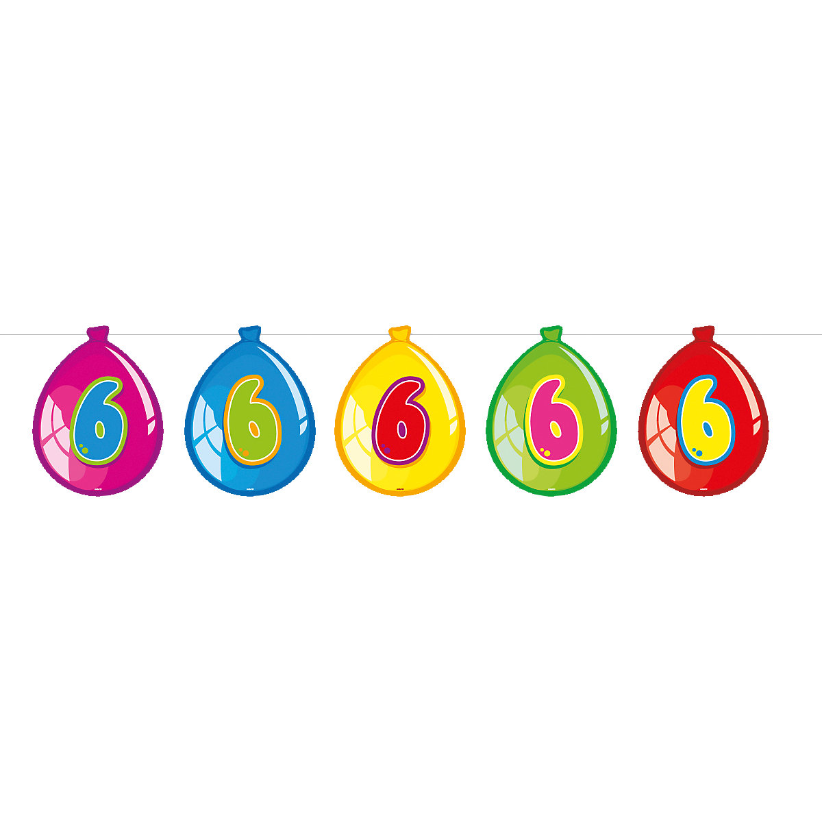 Wimpelkette Zahlenlufuballon 6, 10 m