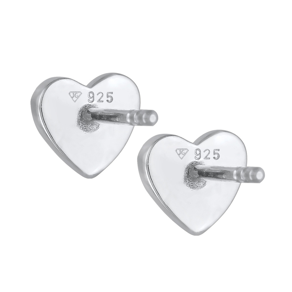 Elli Elli Boucles d'Oreilles Clous d'oreilles pour femmes Cœur martelé organique en ar Boucles d'oreilles