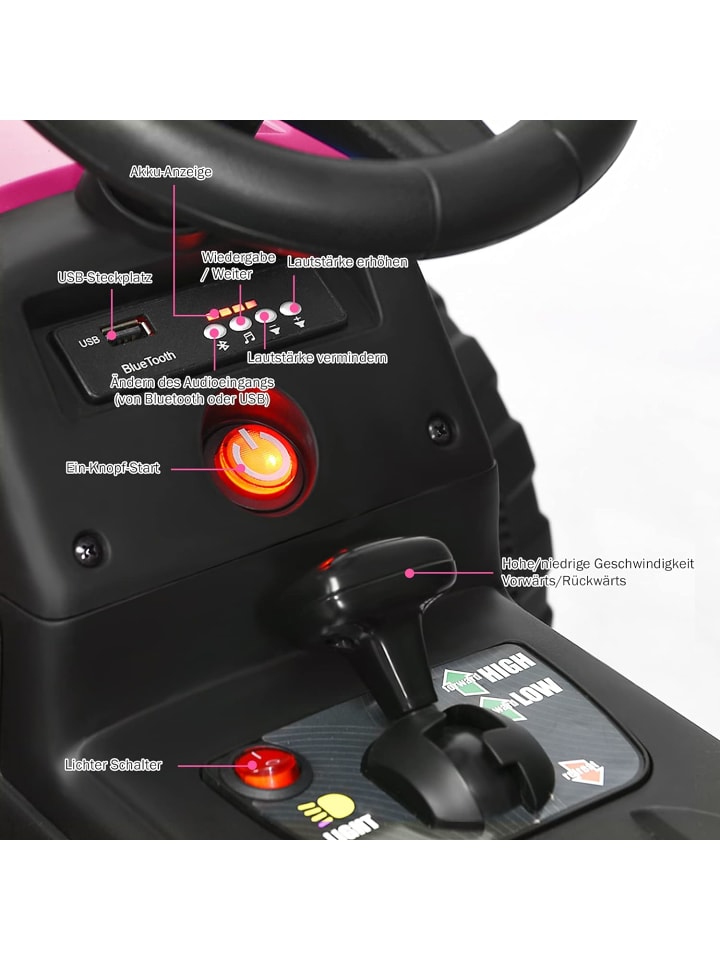 COSTWAY 12V Traktor ab 3 Jahren in Rosa günstig kaufen 135 cm