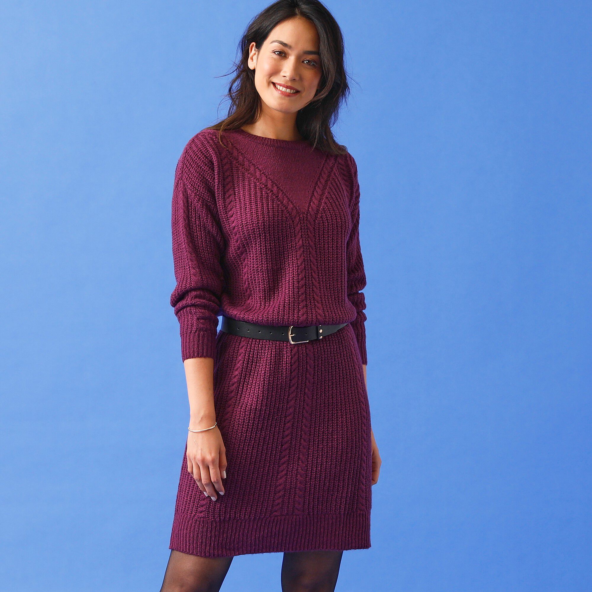 Robe pull maille torsadée
