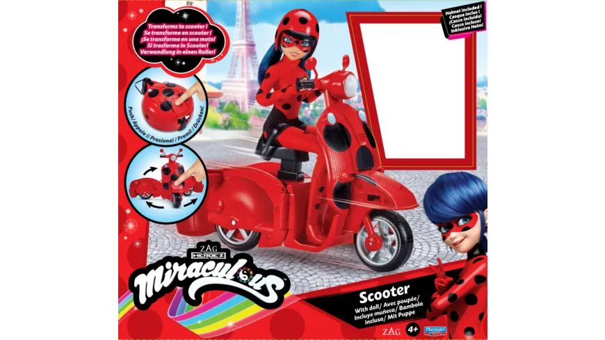 Bandai - Miraculous Ladybud Lucky Charm Puppe mit Switch `n go Scooter