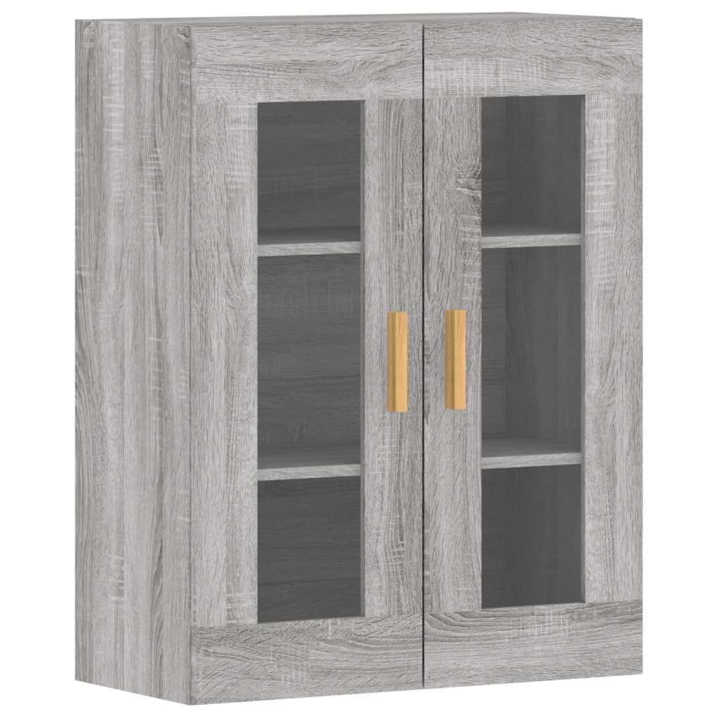 vidaXL Anrichte Wandschränke 2 Stk Grau Sonoma Holzwerkstoff Glas Vitrine Hängeschrank
