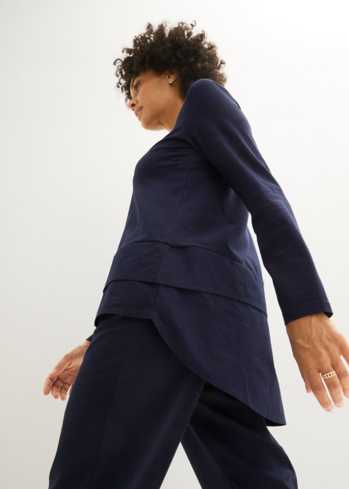 Longshirt mit Bluseneinsatz
