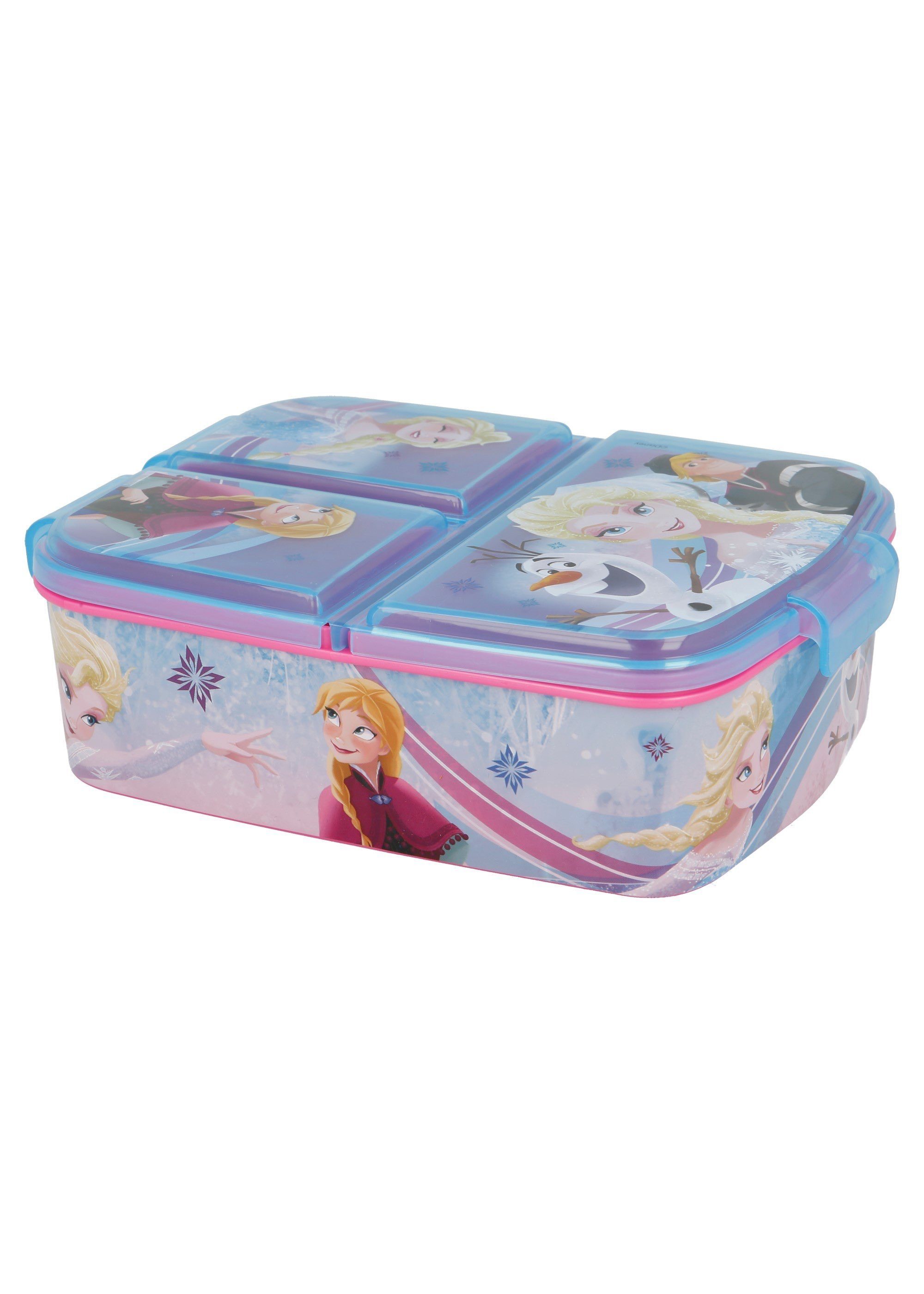 Frozen Lunchbox Brotdose Eiskönigin Elsa, Anna und Olaf, Vesperdose mit 3 Fächern, BPA-frei