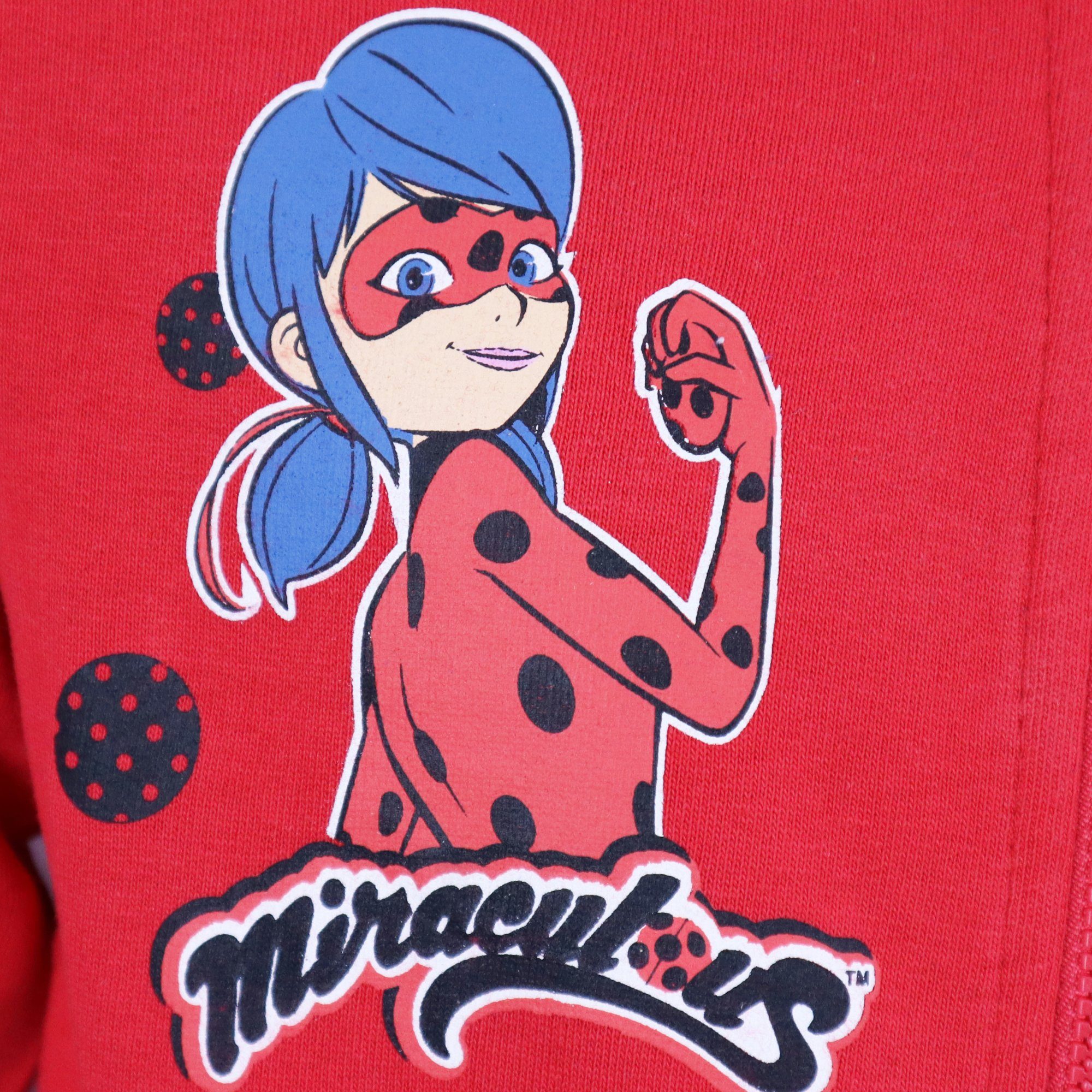 Miraculous - Ladybug Hoodie Ladybug und Tikki Kinder Mädchen Kapuzen Pullover Gr. 110 bis 140, 100% Baumwolle, in Rot