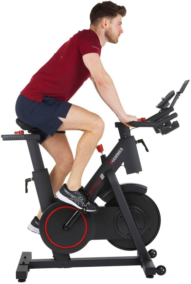 Hammer Speedbike Racer S (5-tlg), Trainingscomputer mit LCD-Anzeige, Fitness-Apps per Smartphone/Tablet