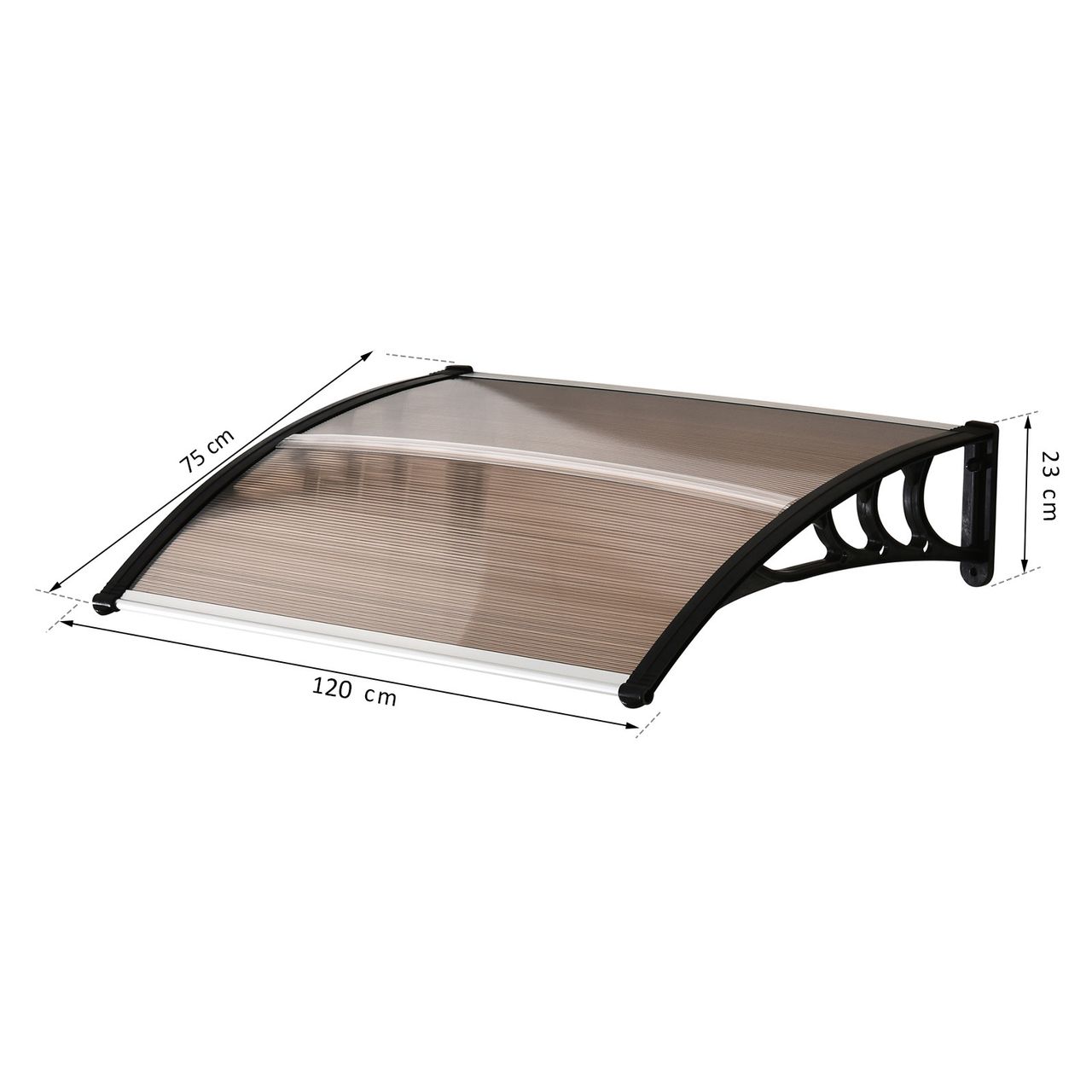Outsunny Vordach Haustürvordach 120 x 75cm Pultvordach Überdachung Polycarbonat